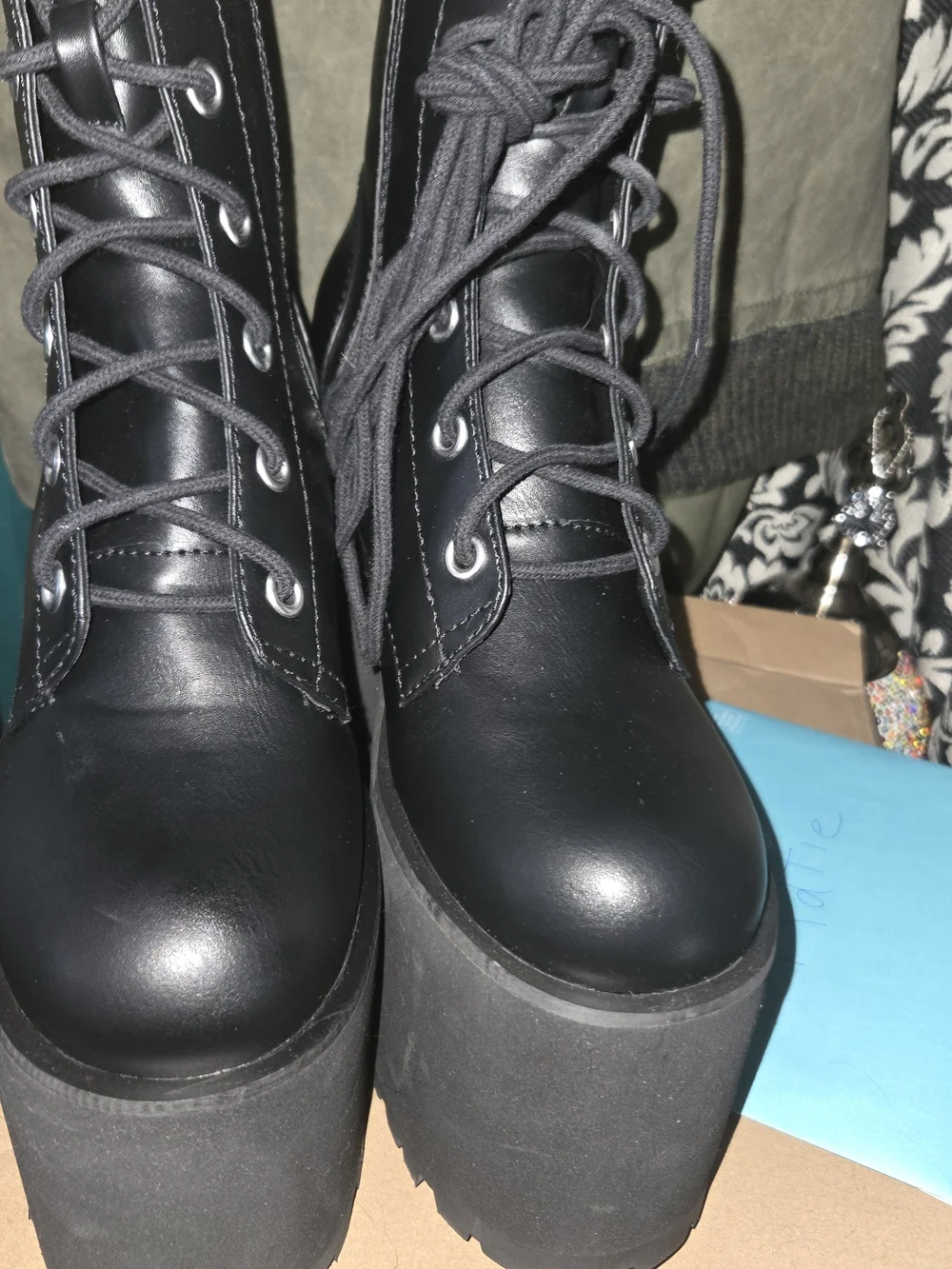 Dolls Kill Current Mood Black Lace-Up Platform Ankle Boots